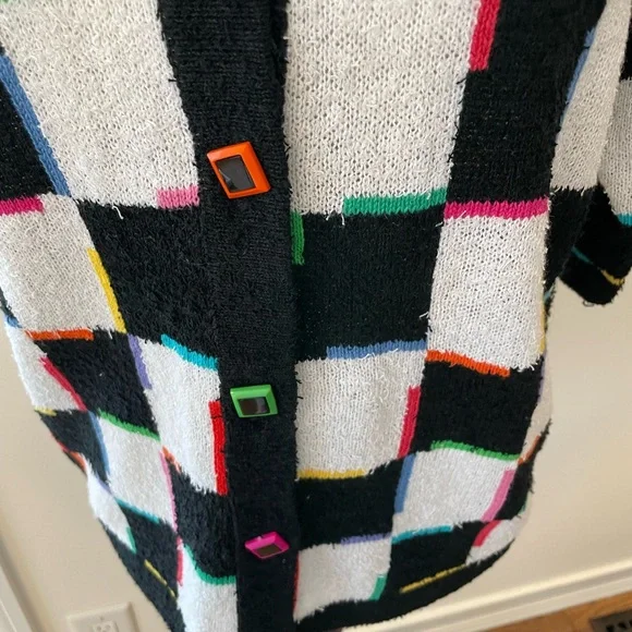 Vintage Grandma Checkerboard Colorful Sweater - Picture 4 of 15